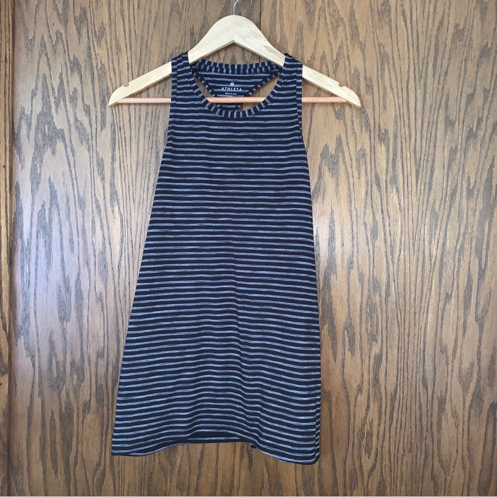 Athleta Xs Black Gray Stripe Racer‎ Back Tank Top CP